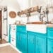 Today we're featuring the Hanzian Bus skoolie - a bus conversion that mixes bold teal with rustic, neutral tones. Check out this gorgeous school bus! | Since We Woke Up | sincewewokeup.com